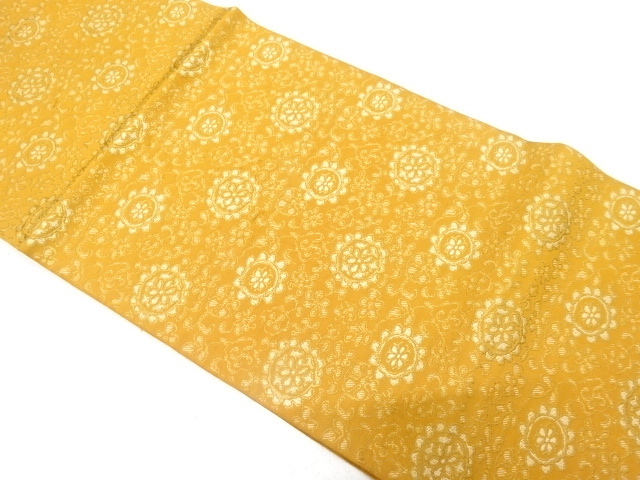 JAPANESE KIMONO / ANTIQUE FUKURO OBI / SILK / WOVEN FLOWER CREST